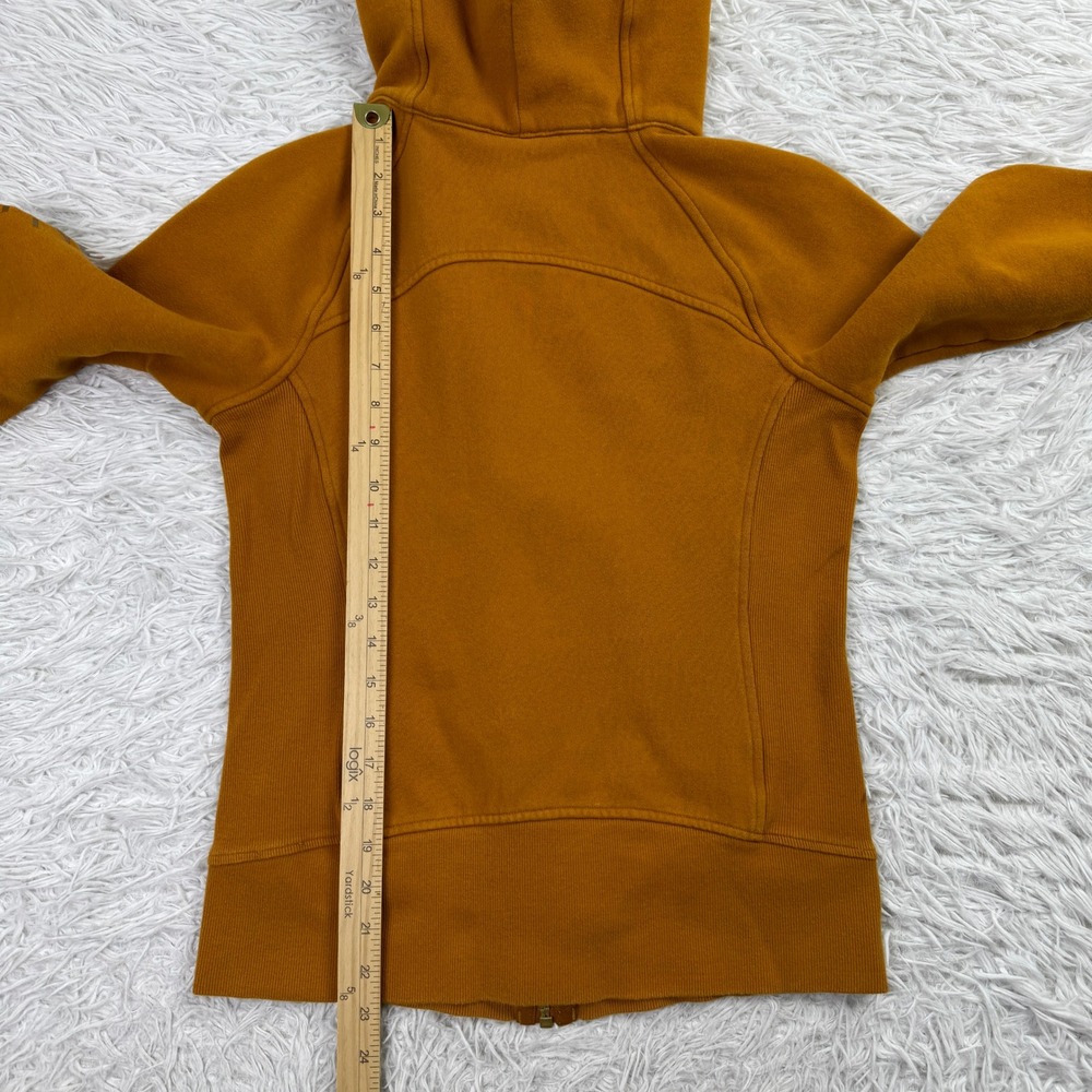 Lululemon Sweater Womens 6 Mustard Yellow Scuba Hoodie Fleece Full Zip Pockets - Picture 8 of 9
